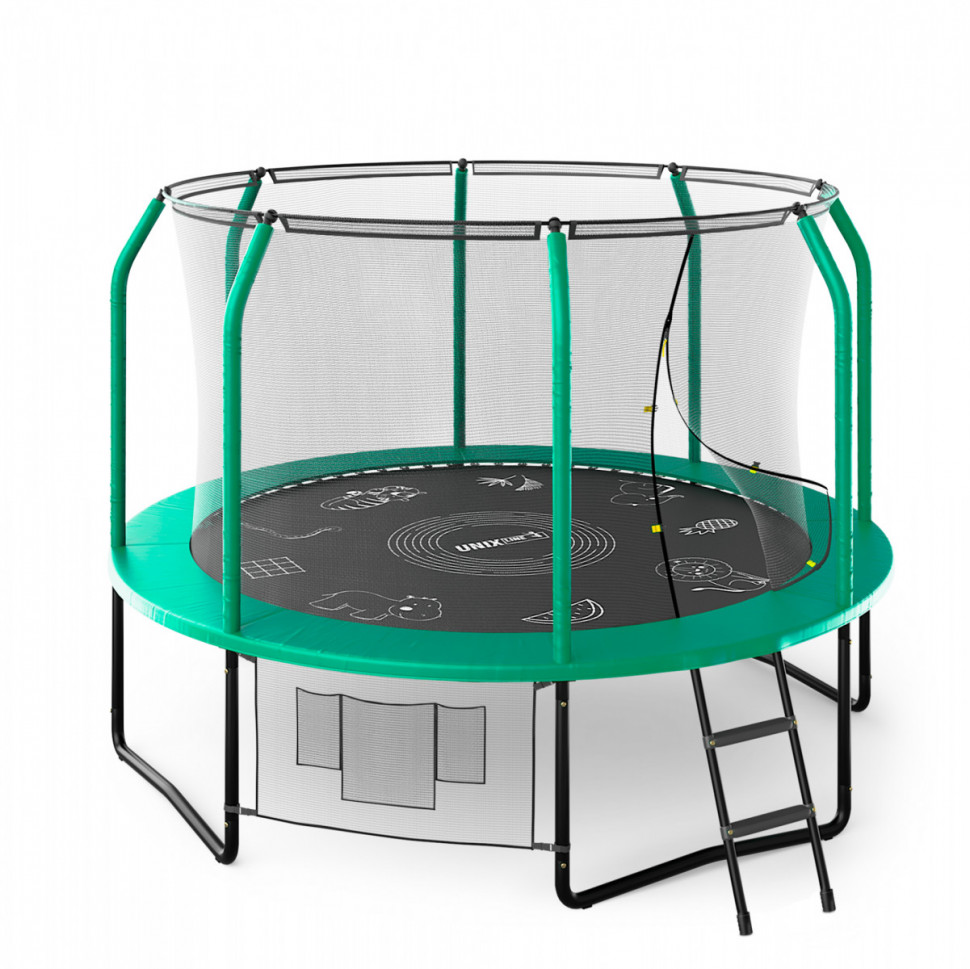 Батут Unix line Supreme Game с внутренней сеткой 10 футов - 300 см (зеленый) (TRUSUG10GR)